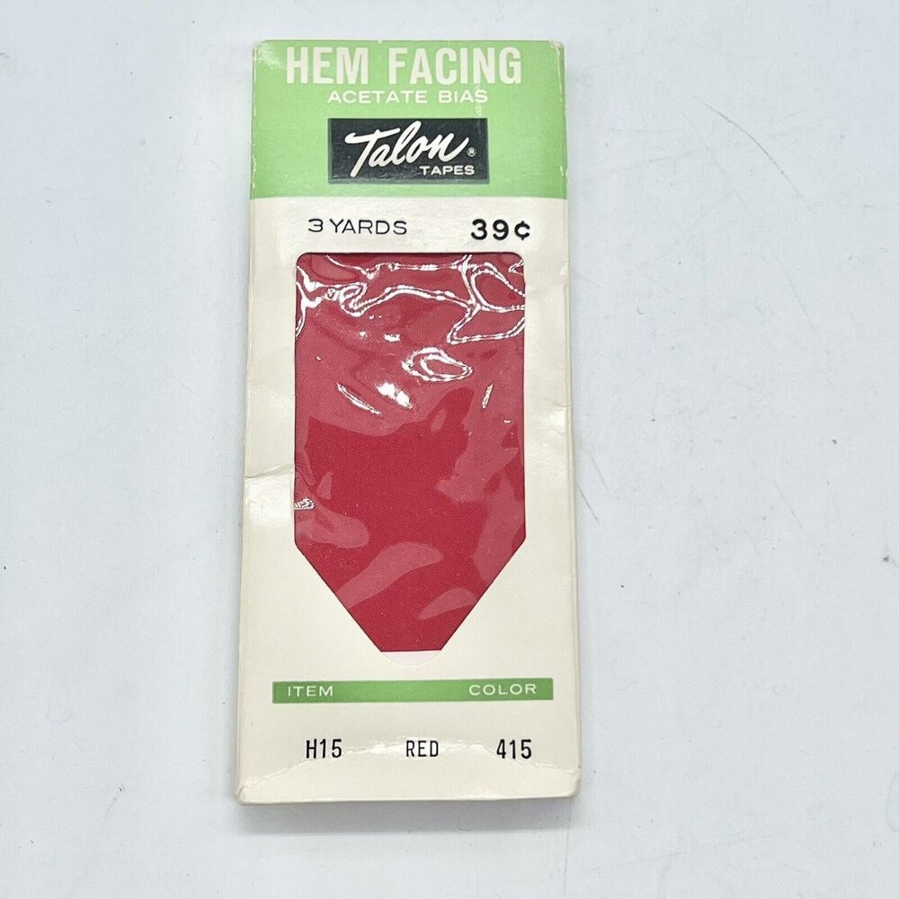 Talon Hem Facing & Acetate Bias Vintage Sewing Tape 3 Yards RED